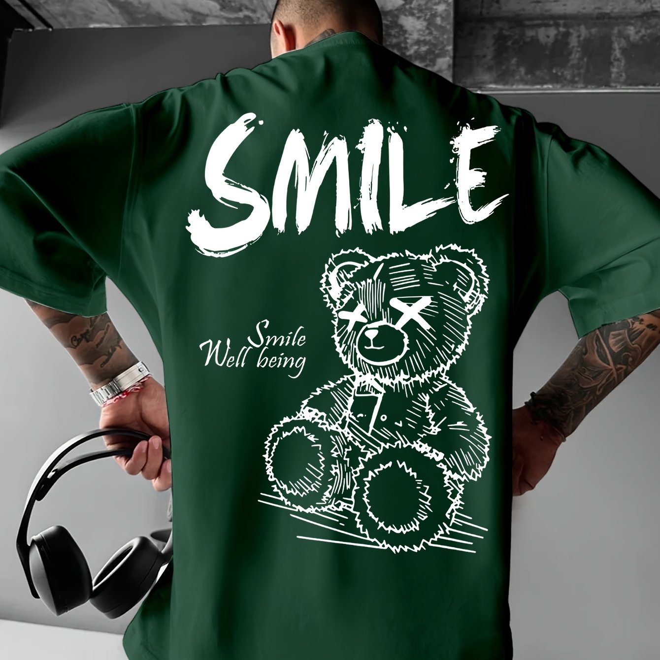 Men'S Bright Yellow Graphic T-Shirt - Loose Fit Streetwear Tee with Smile Design, Round Neck Summer Shirt for Everyday & Formal Outfits - Lightweight Casual Top, Street Style, Bold Print, Comfortable Material, Printed Shirt,