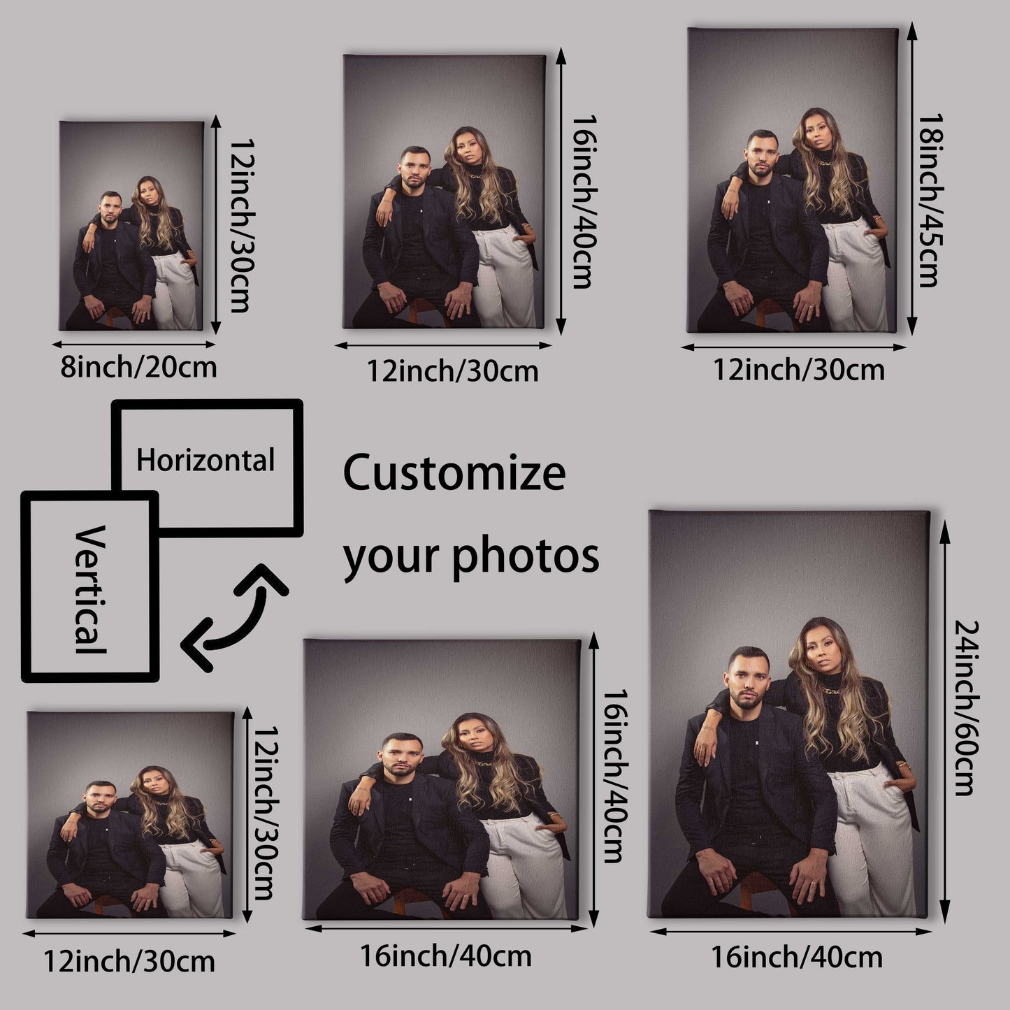 1pc Personalized Custom Photo Canvas Print with Pine Wood Frame, UV Printed Family Portrait Wall Art, Home Office Decor, Ideal for Dining Room, Bedroom, Living Room - Customized Hanging Picture