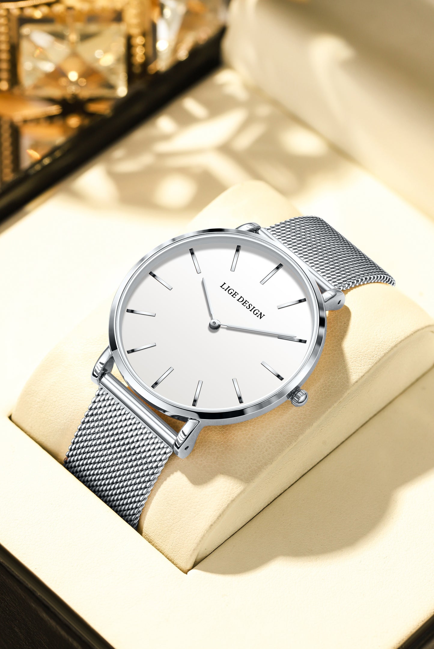 LIGE Women'S Ultra-Thin Quartz Watch with Rose Golden Mesh Strap - Elegant Blue Dial, Minimalist Design, Perfect Gift for Mother'S Day, Christmas, Thanksgiving, Christmas Accessory | Minimalist Watch | Quartz Movement