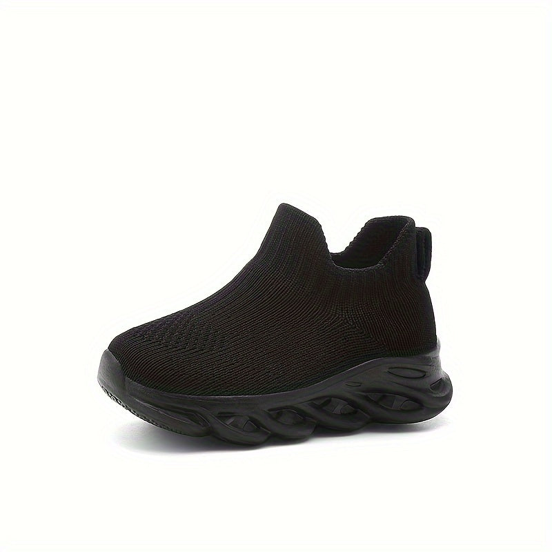Boys & Girls Lightweight Breathable Slip- Shoes - Elastic Sock Design, Geometric Pattern, All-Season Low-Top Fabric Upper & EVA Sole for Outdoor Hiking, Casual Wear, Training - Ages 14 & Under