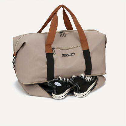 Men's Tote Bag - 1 Large Capacity Gym & Travel Duffel with Shoe Compartment, High-Quality Durable Design Expandable Side Straps for Men Fitness Business Vacation Use in Black/Gray/Blue/Beige/Transparent Gray Options Multi-Pur