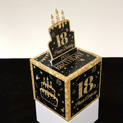 1 Set,Happy 18th Birthday Banknote Box,Birthday Paper Gift Box for Cash,18 Years Old Surprise Money Gift Boxes with Pull Out,Happy Birthday Party Decoration,Adults Birthday Party Supplies,Party Packs