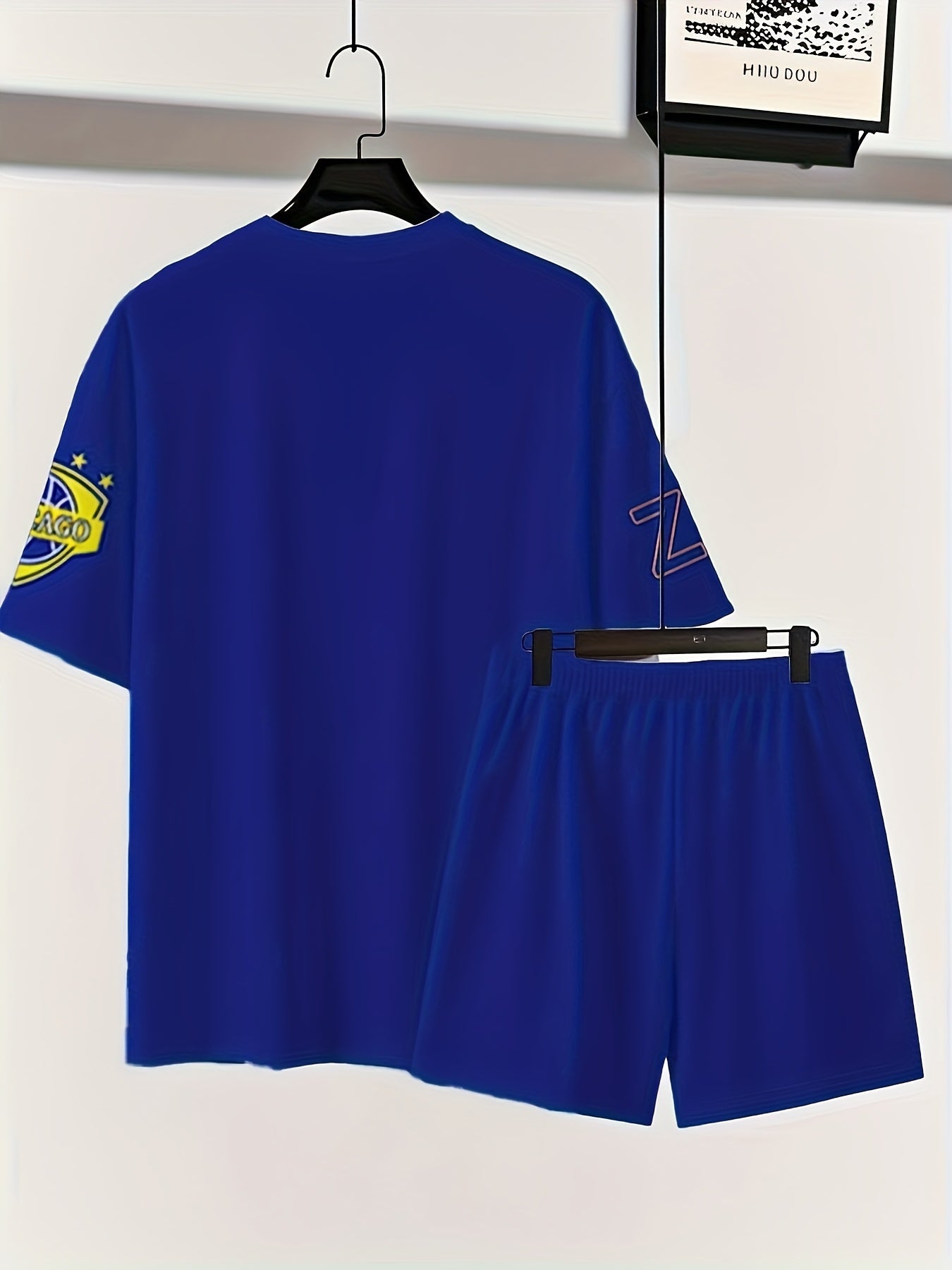 Men'S Trendy Round Neck Short Sleeve Shorts Set, 3D Digital Print High-Definition Pattern, Summer Casual Comfortable Vacation Sportswear