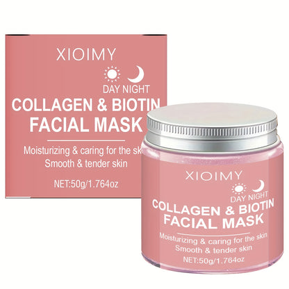 XIOIMY Collagen & Biotin Facial Mask - Hydrating Moisturizing Mask with Collagen Essence for All Light Beige Types, Hypoallergenic, Orange Scent, Daily & Nightly Use, Moisturizing Mask, Skincare, Smooth Texture, Antioxidant R