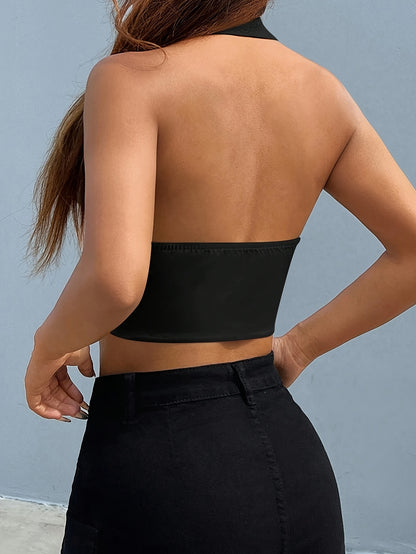 Women'S Sleeveless Button-Up Crop Top - Chic White Collarless Vest with Front Placket, Perfect for Summer, Casual or Layered Outfits, Versatile Fashion Piece | Buttonup Crop Top | Elegant Design, Sleeveless Tops