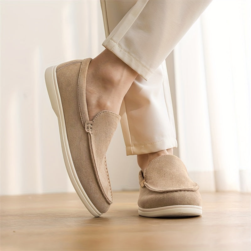 Men'S Slip-On Loafers - Lightweight Summer Shoes, Beige/Brown Formal & Casual Shoes, Easy Slip-On Closure, Synthetic Upper & Sole for Office, Vacation, Everyday - Minimalist British Style Dress Shoes, Office Footwear, Sleek D