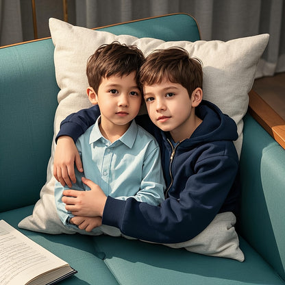Customized personalized photo-printed pillowcases, single-sided printed pillowcases, brother pillowcases, suitable for bedroom and living room custom pillows, gifts, pillows, family personalized photo mats, homemade photo pil