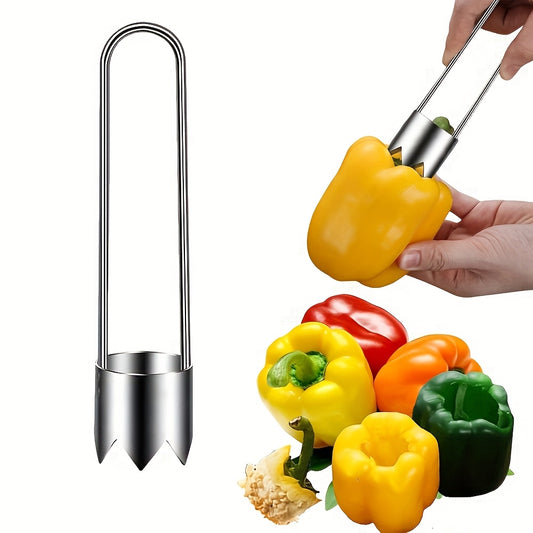 1pc Stainless Steel Fruit and Vegetable Corer, Seed Remover for Red Bell Peppers, Apples, Pears, Tomatoes, Peppers - Durable and Easy-to-Use Kitchen Tool, Seed Removal Tool | Modern Kitchen Gadget | Durable Kitchen Tool, Vege