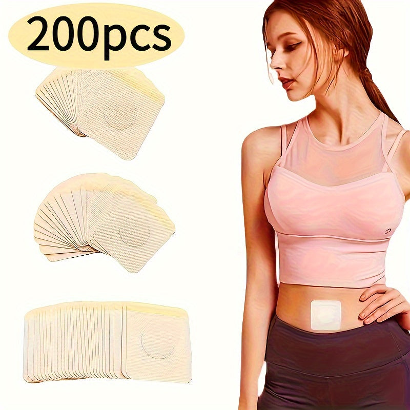 200pcs Waist and Abdominal Patch Set, Effective Plant Fiber for Tightening and Burning Sensation, Light Beige-Friendly Material for Elasticity and Firming, Suitable for Enhanced Fitness Performance, Multiple Options, No Batte
