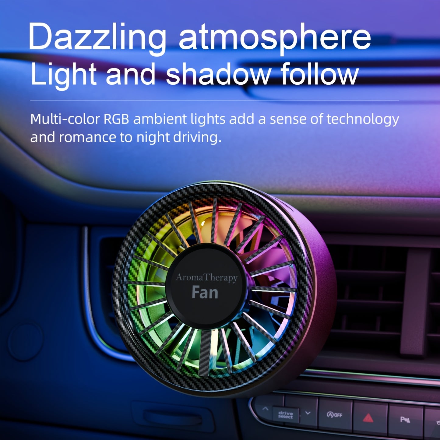 Cross border car fragrance air outlet fan colorful atmosphere light car pickup light car perfume colorful rhythm fan light