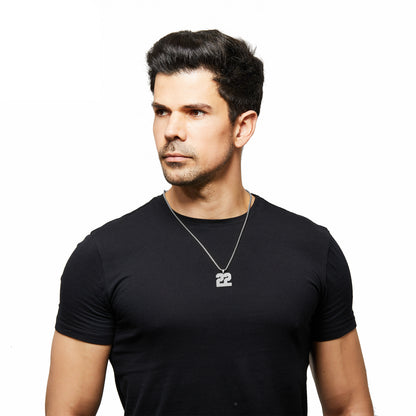 0-19 Men Athletes Number Pendant Necklace Stainless Steel Sports Number Pendant Long Chain Necklaces for Boys Baseball/Basketball/Football Team Jewelry Gifts