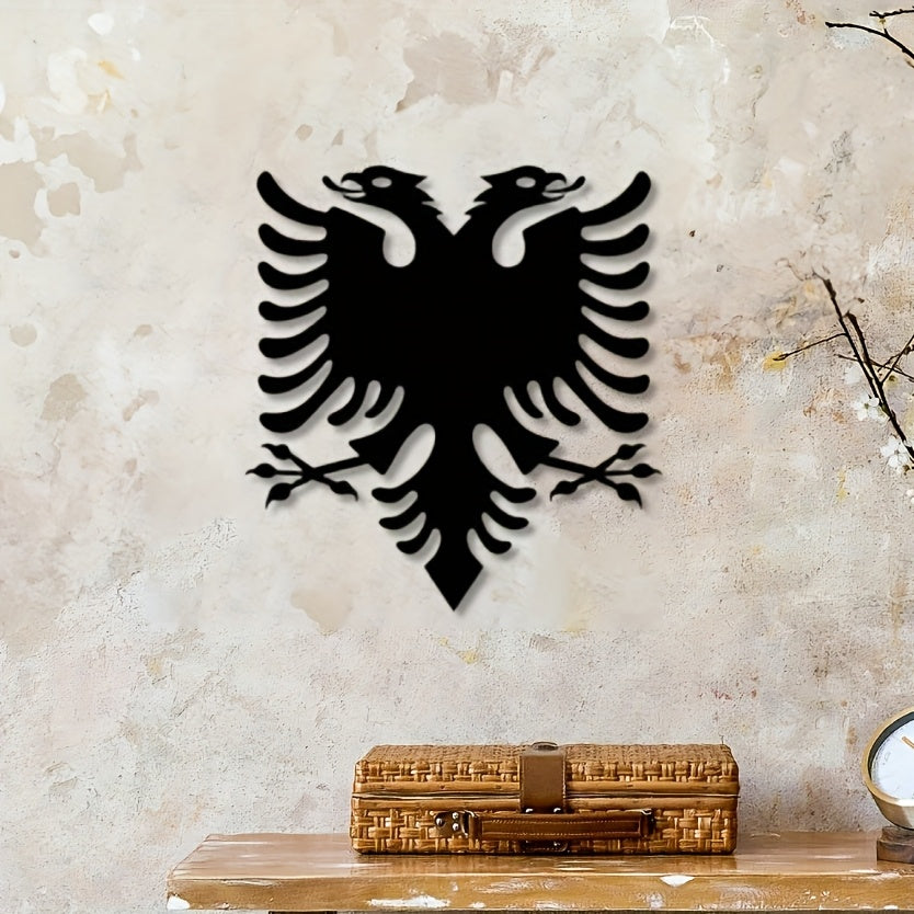 Elegant Black Metal Eagle Wall Sculpture - Laser-Cut Flag Design, Decorative Iron Art Plaque for Home, Porch, Garden Gate - Ideal New Home Gift, Outdoor Decor