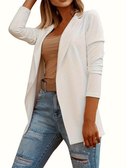Women's Elegant Blazer - Notch Lapel Structure, Office to Party Jacket, Machine Washable Chic Coat for Women, Professional & Formal Events Outerwear, Versatile Clothing, Notched Lapel Design, Clean Finish, Medium Elasticity