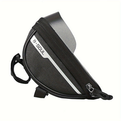 1pc B-SOUL Touch Screen Compatible Polyester Bike Bag, Adjustable Strap Mountain Bicycle Handlebar Pouch for Cycling