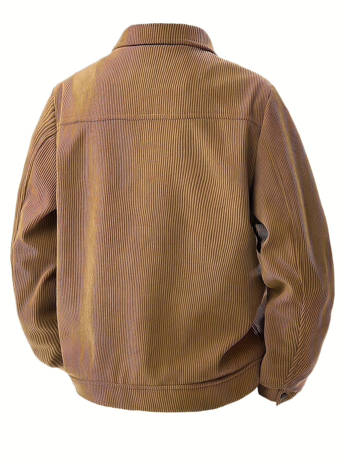Men'S Plus Size Corduroy Bomber Jacket - Casual Workwear with Snap Buttons, Flap Pockets, and Polyester Lining - Machine Washable, Autumn & Spring Fashion, Casual Outerwear | Casual Jacket | Polyester Lining Jacket