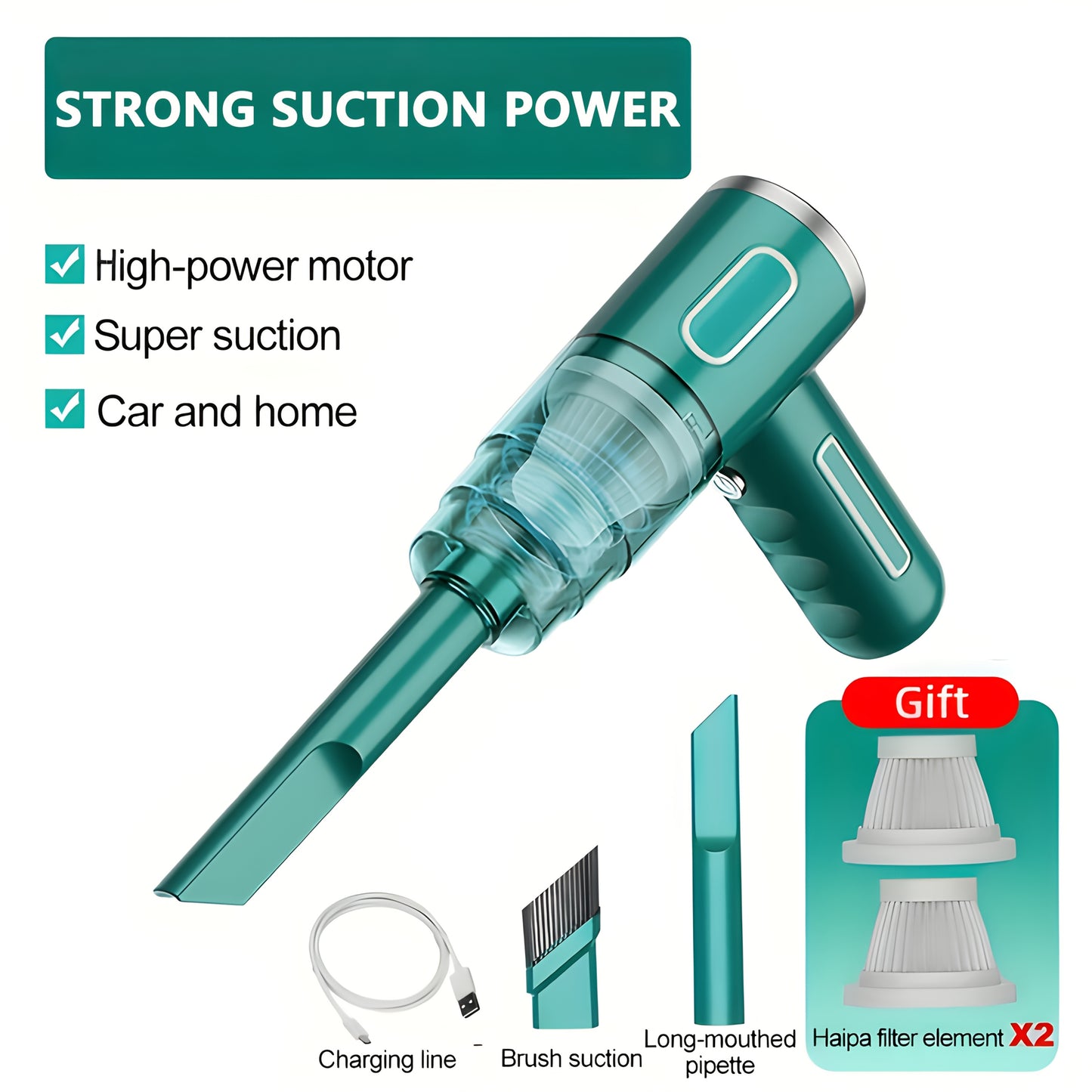 High-Power Vacuum Cleaner, Cordless Handheld Design for Carpets, Sofas