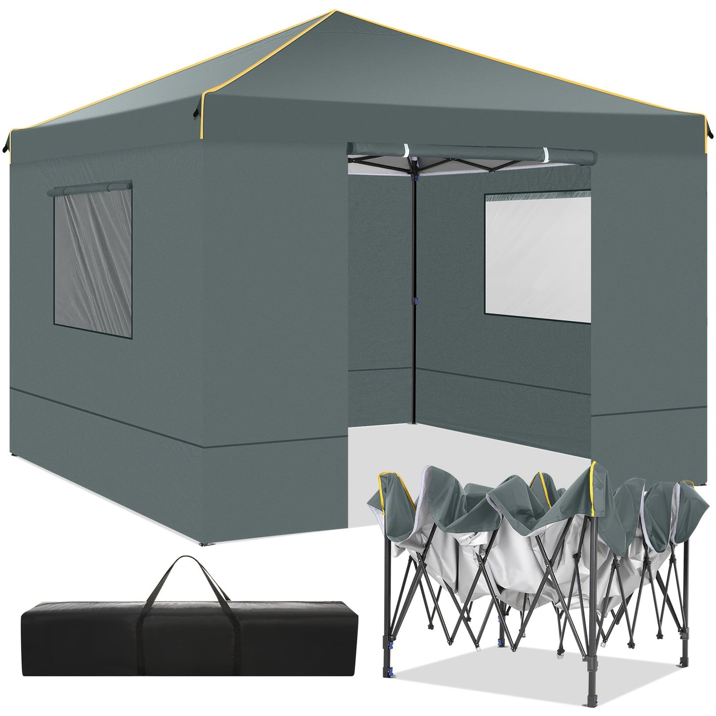 3x6m/3.05x3.05m Pop-up Tent With 6 Removable Side Walls Or 4 Removable Side Walls, With/without Sandbags, Style Optional, Suitable For Party Weddings, Garden Pavilion For Beach Wedding Camping Instant Awning, Upgraded Roof, W