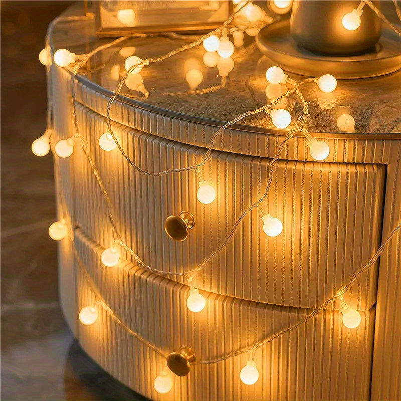 1pc USB-Powered 8 Lighting Modes Ball String Lights - Energy-Efficient, Touch Control, Ideal for Home Decor, Parties, Weddings, Ramadan & Eid al Fitr, Bedroom Wall Decor, Party Lighting | Elegant Lighting | USB Powered Lights