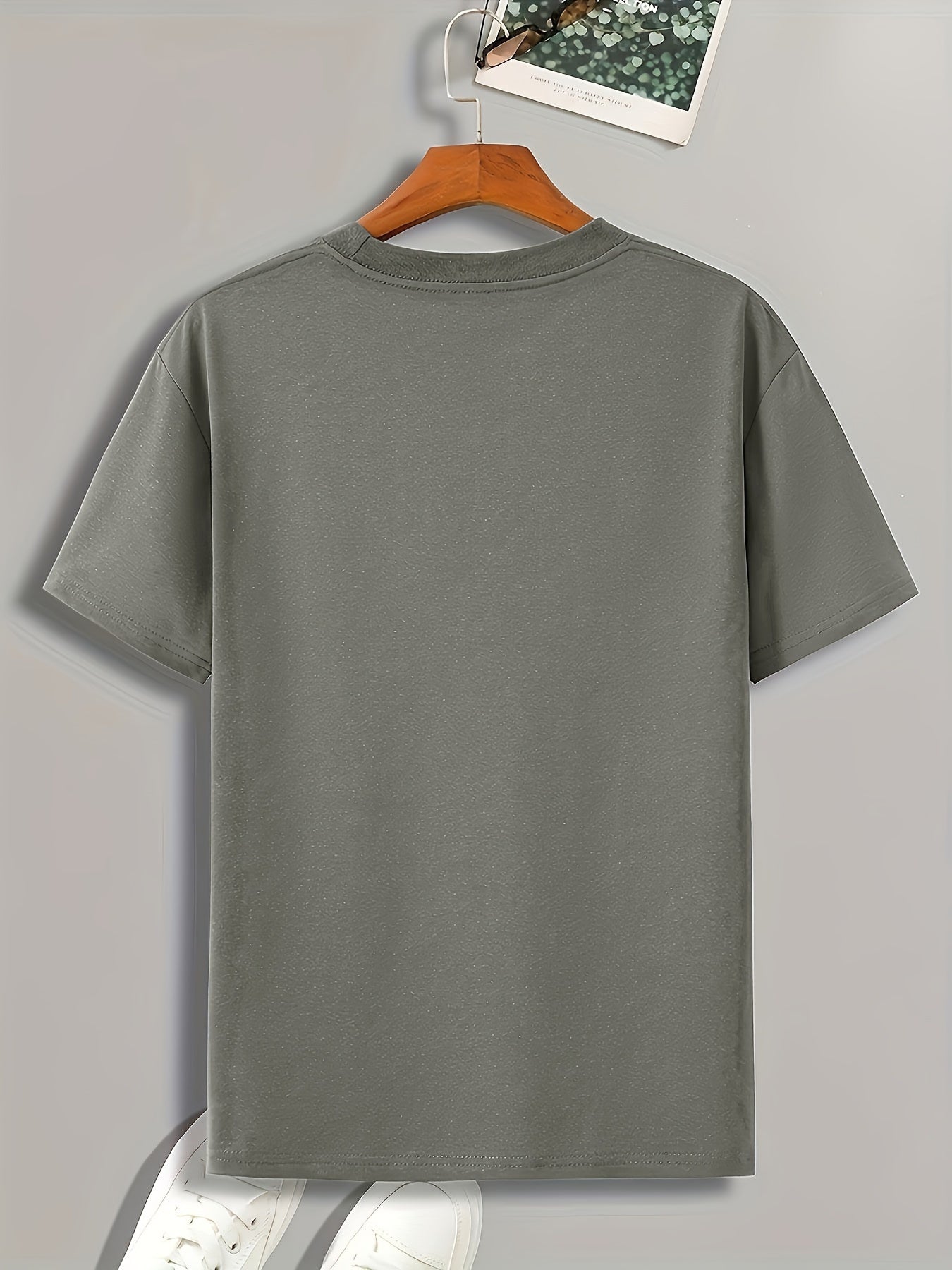 Men's Short-Sleeve T-Shirt with Inspirational "CREATE Your Own Life" Print & Prayer Hands Design - Elastic Round Neck, Breathable Fabric for Summer Outdoor Activities, Casual Comfort Fit, Machine Washable, Artistic Lifestyle