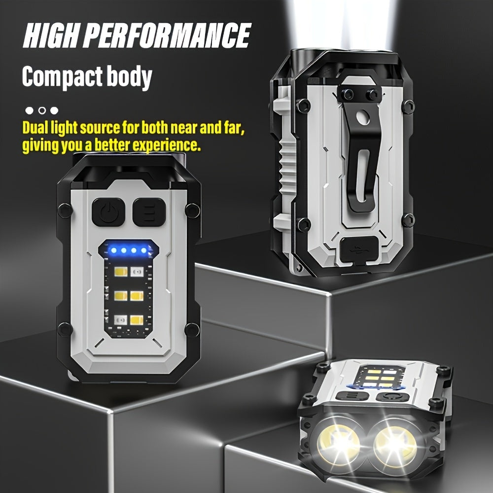1pc LihangStar Mini Handheld Flashlight, USB Rechargeable Keychain Light with Power Display, Magnetic Base & Metal Clip, Super Bright Adjustable LED, 8 Modes, Battery, Type-C Charging for Outdoor Camping Hiking (Black), Hikin
