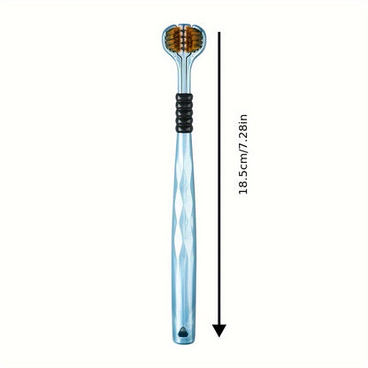 2pcs Ergonomic Triple-Sided Soft Bristle Toothbrushes, Microfiber Bristles, Unscented Full-Head Manual Toothbrush Set, for Unisex-Adult Deep Clean & Gum Protection with Tongue Scraper
