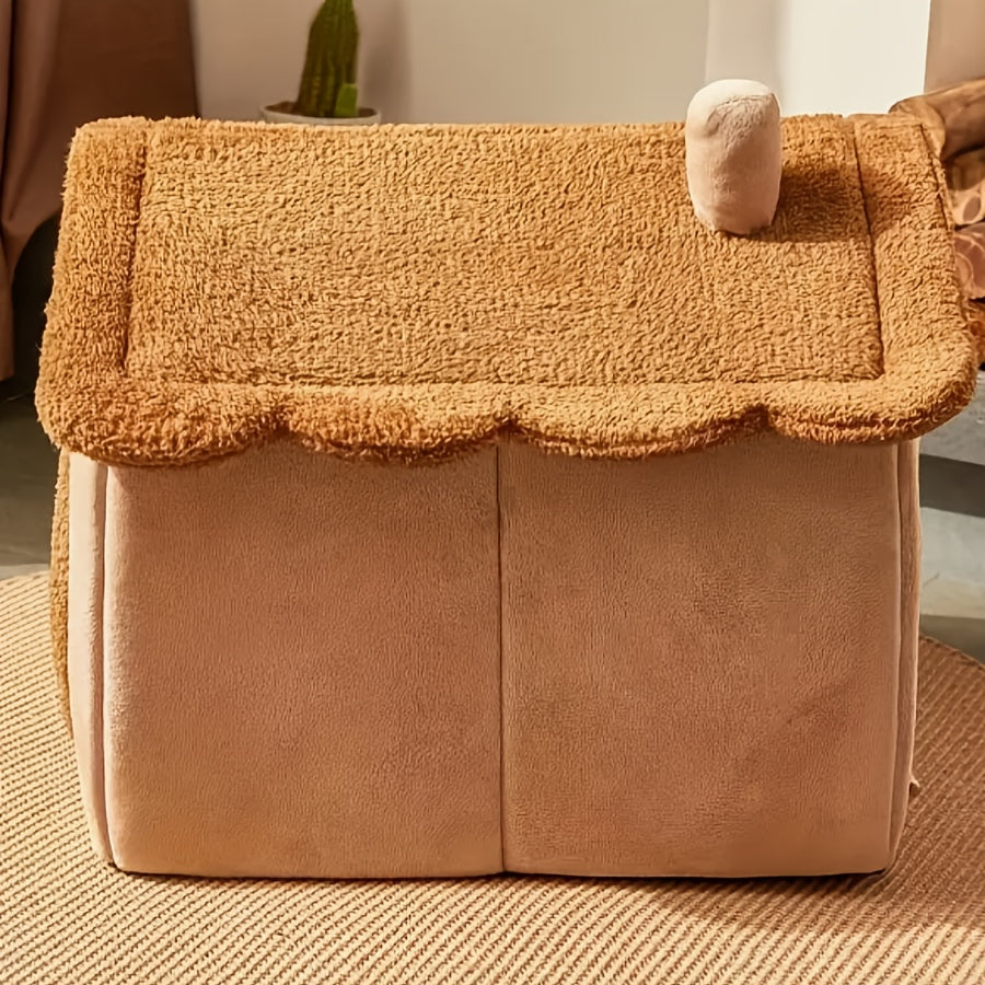 Cozy Cat House Bed - Detachable & Washable, Soft Plush Interior, Winter Warm Pet Nest for Cats and Small Dogs, Easy Assembly, Cute Cat Bed