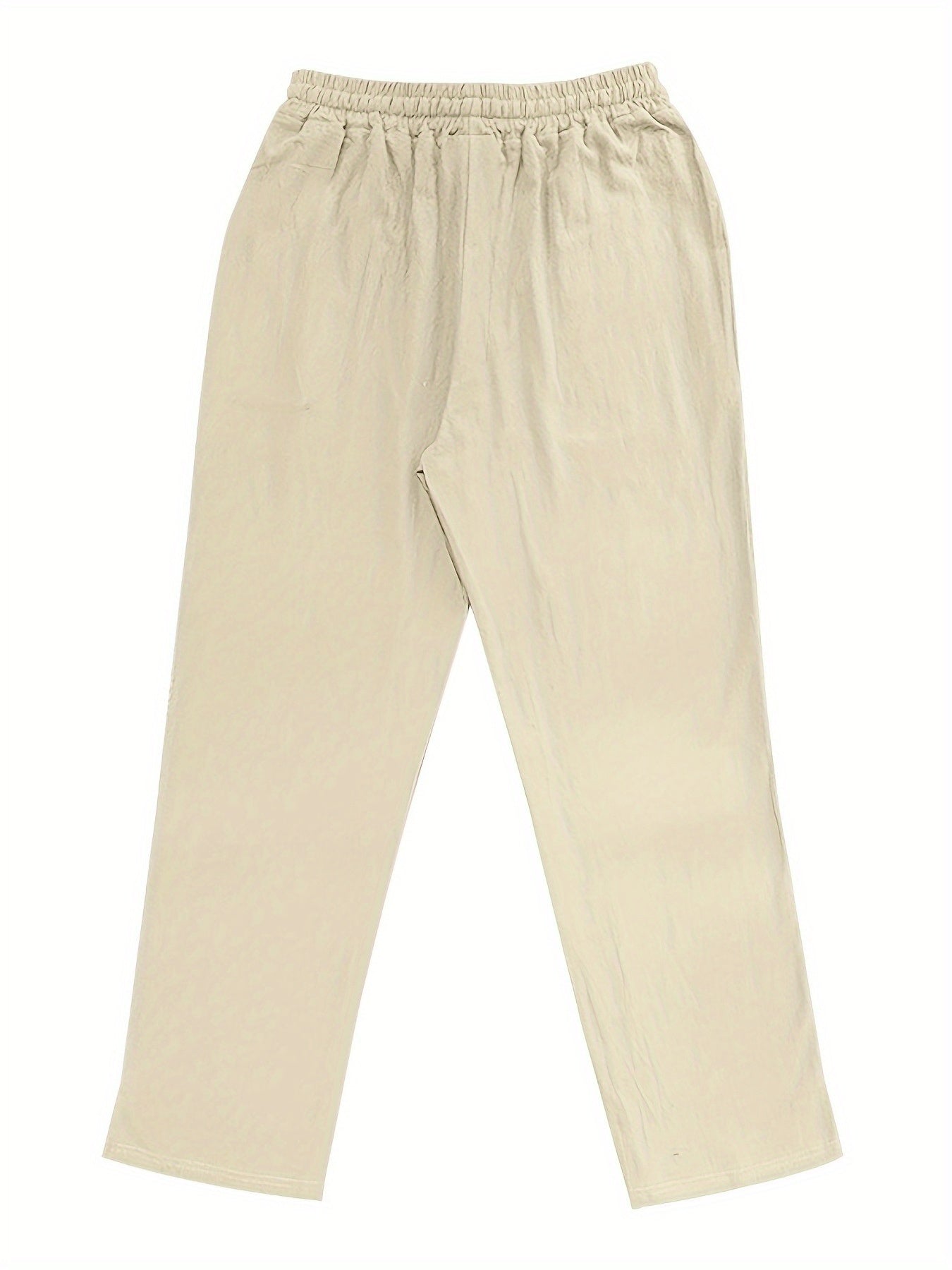 Men's Lightweight Breathable Linen Pants - American Loose Fit Straight Leg Casual Trousers with Adjustable Drawstring Waist & Side Pockets, Semi-Sheer Solid Color for Beach Vacation, Summer Outings & Casual Attire, Beach Pant