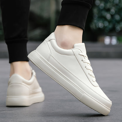 Lightweight Solid Skate Shoes - Men's Low Top Comfy Non Slip Casual Shoes - All Seasons Outdoor Walking Jogging Business Trip