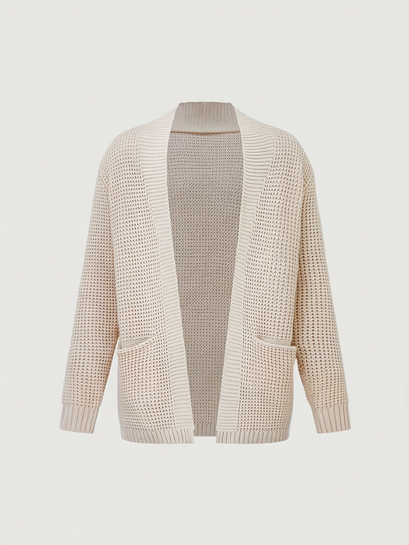 Men'S Casual Long Sleeve V-Neck Knit Cardigan - Loose Fit Solid Color Sweater with Pockets, Lightweight Acrylic for Fall/Winter, Versatile Layering Piece