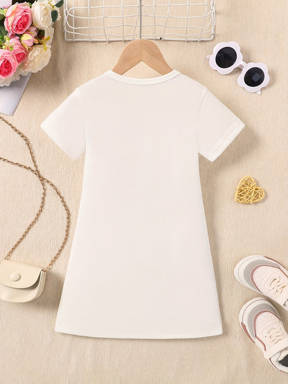 Mother'S Day Gift | "I Love Mama" Red Heart Print Short Sleeve Dress - Casual, Breathable, and Comfortable Polyester Knit, Perfect for Spring/Summer, Mother'S Day Dress | Love Heart Pattern | Comfortable Fit, Mothers Day Dres