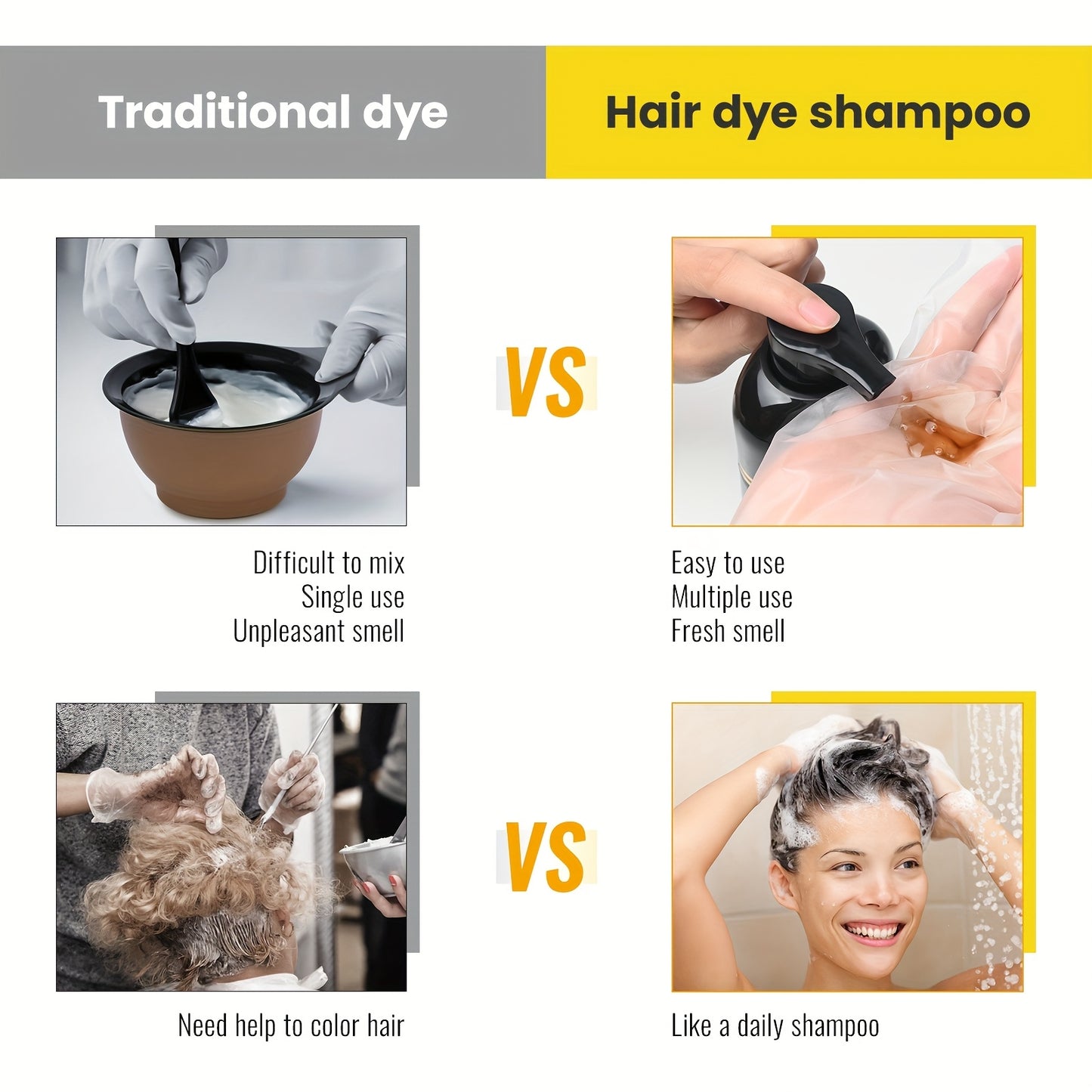MEIDU Hair Dye Shampoo, 16, 9fl, oz/500ml Unisex Hair Dye Shampoo, Long-lasting 3-in-1 Hair Dye, Wash Hair + Dye Hair, Efficient Coverage Of White Hair, Contains Ginseng, Ginger, Black Sesame And Other Hair Care Extracts, Sui