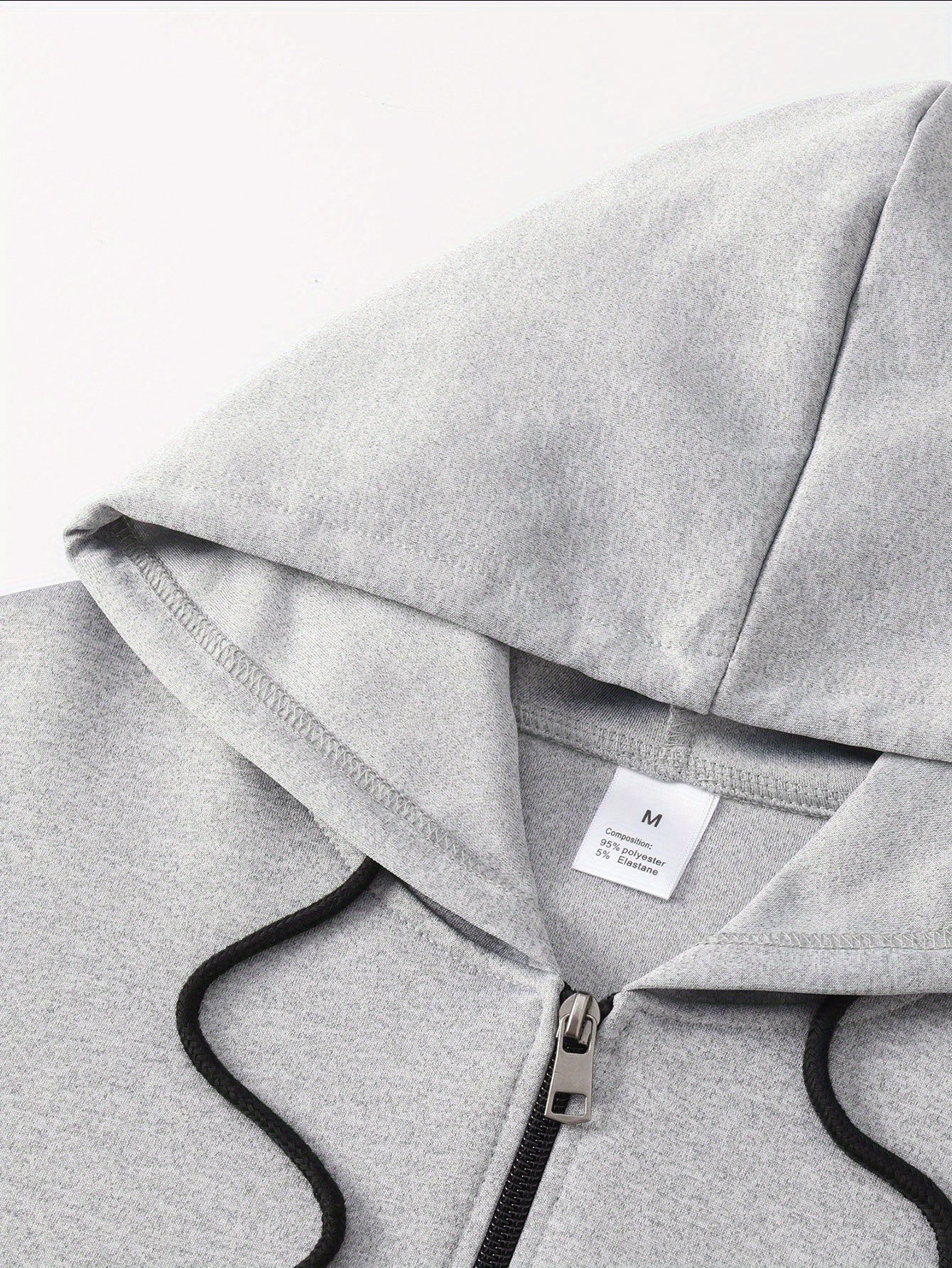Men'S Casual Hooded Jacket with "RAW" Graphic Print - Light Gray Zip-Up Coat, Polyester Lining, Regular Fit, Front Pockets, Casual Outerwear | Trendy Casual Jacket | Polyester Lined Interior