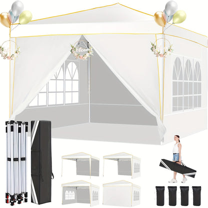 3x6m/3.05x3.05m Pop-up Tent With 6 Removable Side Walls Or 4 Removable Side Walls, With/without Sandbags, Style Optional, Suitable For Party Weddings, Garden Pavilion For Beach Wedding Camping Instant Awning, Upgraded Roof, W