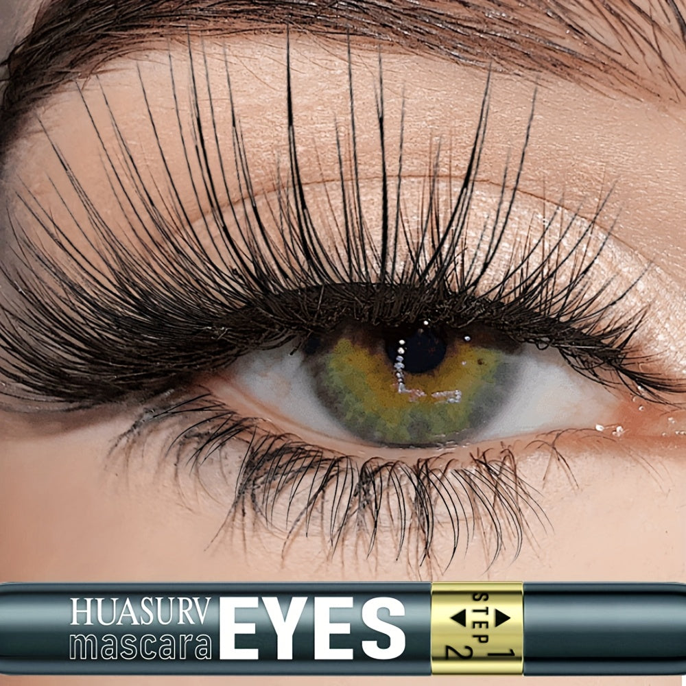 1pc HUASURV Dual-Effect Mascara - Natural, Lengthening, Volumizing & Curling - Non-Smudging, Long-Lasting Wear for Stunning Eye Makeup HS4130, Black, with Precision Application Brush, Perfect for Mother'S Day & Holiday Gifts,