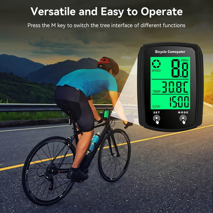 Oein Bike Computer Wired, Bicycle Odometer Wired MPH KM/H, Bike Speedometer Bike Odometer with Touch Sensor Switch, Big Digital LCD Screen, Automatic Wake-u
