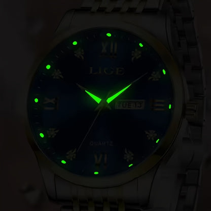 LIGE Women's Elegant Luxury Watch - Blue Dial with Roman Numerals, Quartz Movement, Battery-Powered Watch for Everyday, Formal, Travel - Perfect Gift for Valentine's, Birthdays, Anniversaries - Compatible with Formal & Casual
