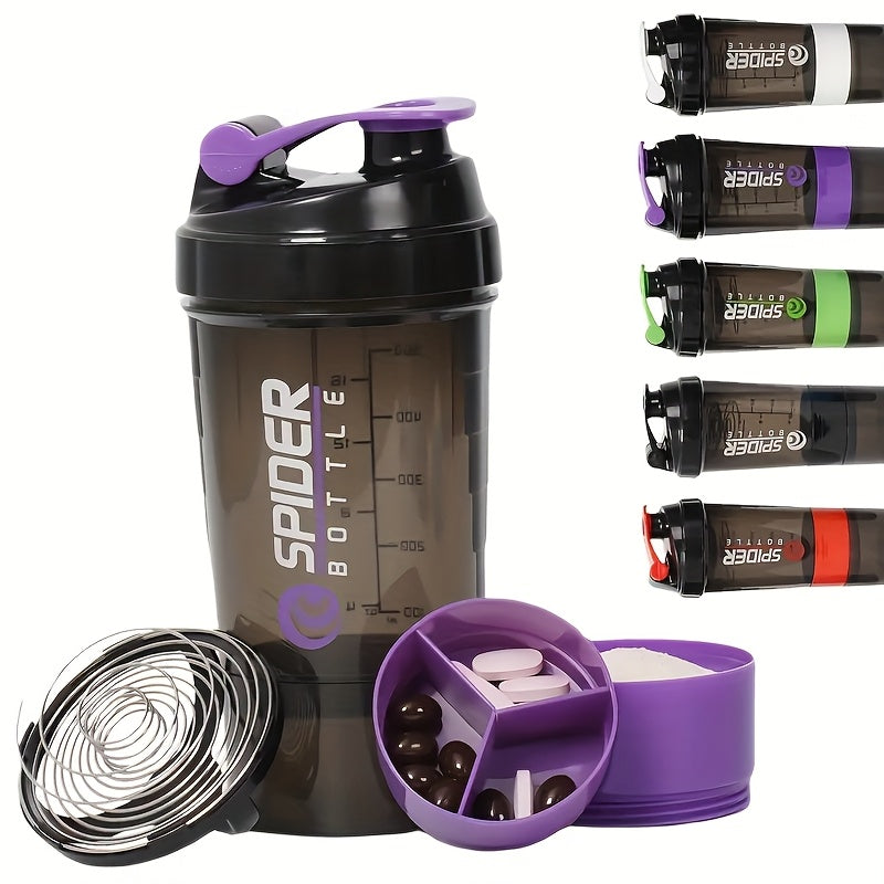 1pc Portable Outdoor Protein Shaker Cup - 3-Layer Detachable Design with Measurement Markings, BPA-Free Leak-Proof Blender for Fitness, Gym & On-the-Go Protein Powder Mixing (Multi-Color Options), Protein Shaker Bottle