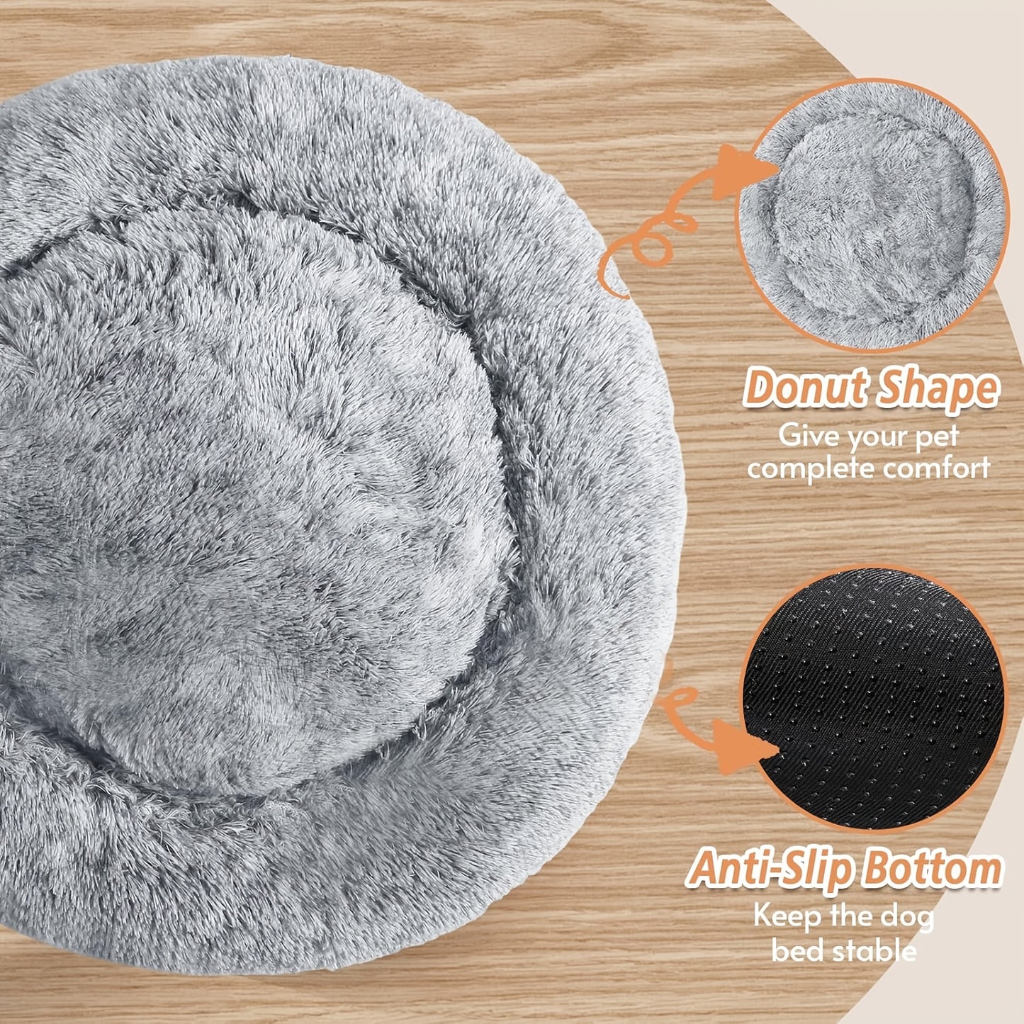 Extra Large Round Plush Dog Bed with Non-Slip Base - 40cm-100cm, Soft Faux Fur Pet Bed for Small, Medium & Large Dogs, Cozy Warmth, Perfect Halloween & Christmas Gift, Available in 6 Sizes, Dog Bed for Dogs, Cozy Pet Furnitur