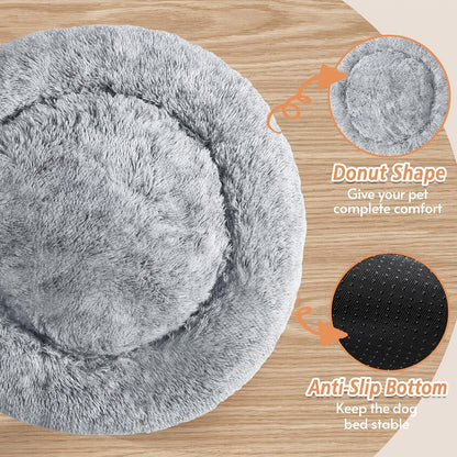 Extra Large Round Plush Dog Bed with Non-Slip Base - 40cm-100cm, Soft Faux Fur Pet Bed for Small, Medium & Large Dogs, Cozy Warmth, Perfect Halloween & Christmas Gift, Available in 6 Sizes, Dog Bed for Dogs, Cozy Pet Furnitur