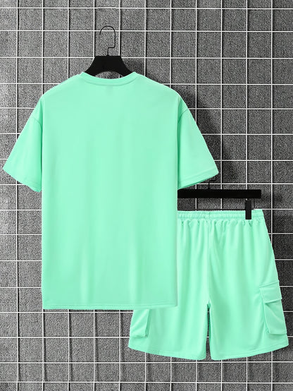 Summer Heavyweight FOG Color Earth Tone Short Sleeve Shorts Streetwear Loose Fashion Set