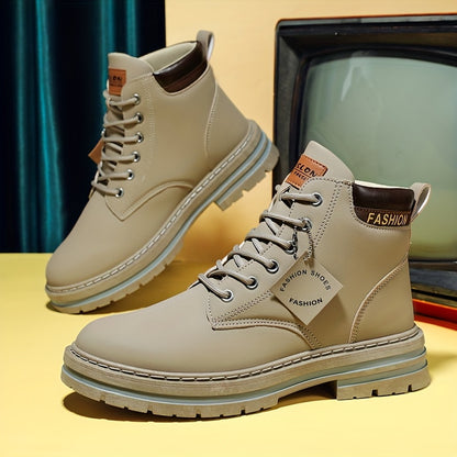 KOONEXY Men'S Fashion Ankle Boots - Upper, PVC Sole, Lace-Up, Round Toe, Short Ankle Boots for Casual & Sporty Wear, All-Season Comfort, Casual Footwear, Sporty Boot Design, Fabric Lined Interior