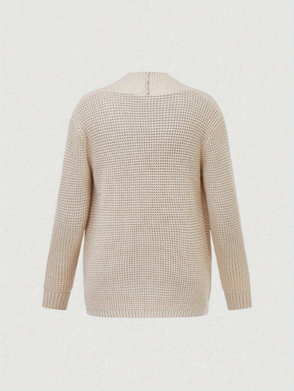 Men'S Casual Long Sleeve V-Neck Knit Cardigan - Loose Fit Solid Color Sweater with Pockets, Lightweight Acrylic for Fall/Winter, Versatile Layering Piece