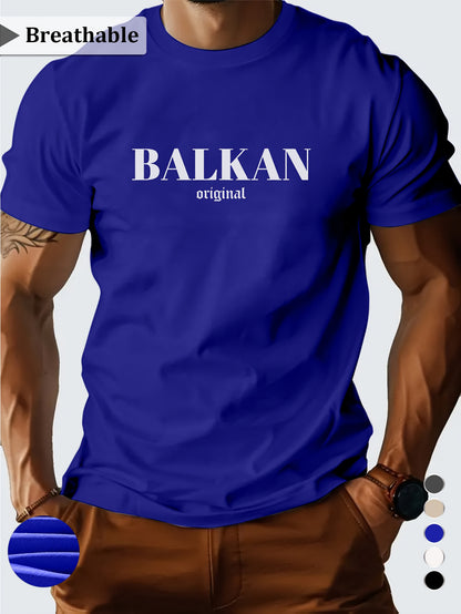 Men'S Casual Short Sleeve T-Shirt - "Made in Balkans" Print, Lightweight & Breathable Summer Tee, Round Neck, Regular Fit, Perfect for Casual Attire, Breathable Clothing | Modern Casualwear | Lightweight Shirt