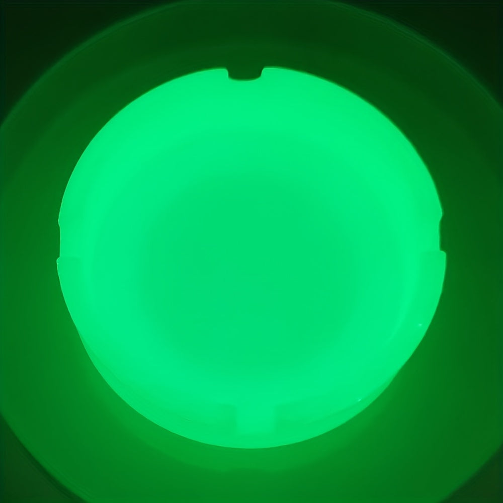 1pc, Luminous Silicone Ashtray Resists Temperatures Premium Silicone Rubber Soft Portable Round Design Ashtray Durable Glow In Dark Gifts For Friends Dad Husband For Outside Indoor