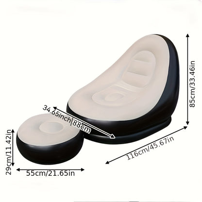 Portable Inflatable Sofa Footrest Set/Single Stool, Foldable Lounge Chair with Comfortable Velvet Upholstery, Ideal for Camping, Hiking, and Sunbathing, Includes Free Pump