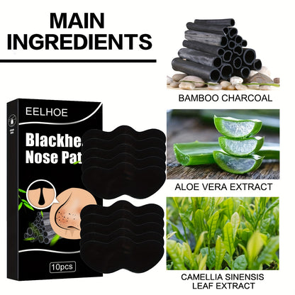 Blackhead Nose Patch Bamboo Charcoal Blackhead Cleansing Nose Mask, for Deep Cleansing 10pcs