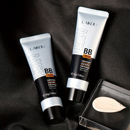 LAIKOU Men'S BB Cream, 30g - High Coverage, Natural Makeup, Oil Control, Pearl Powder Infused, Glycerin-Enriched, Universal Skin Tone, Cream Form, All Skin Types, Buildable Coverage