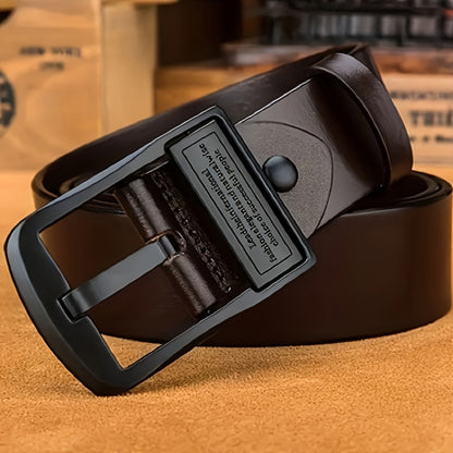 Men's Genuine Leather Belt, Vintage Cowhide Buckle Belt with Double-Ended Shoulder Straps, Business Casual Pants Belt