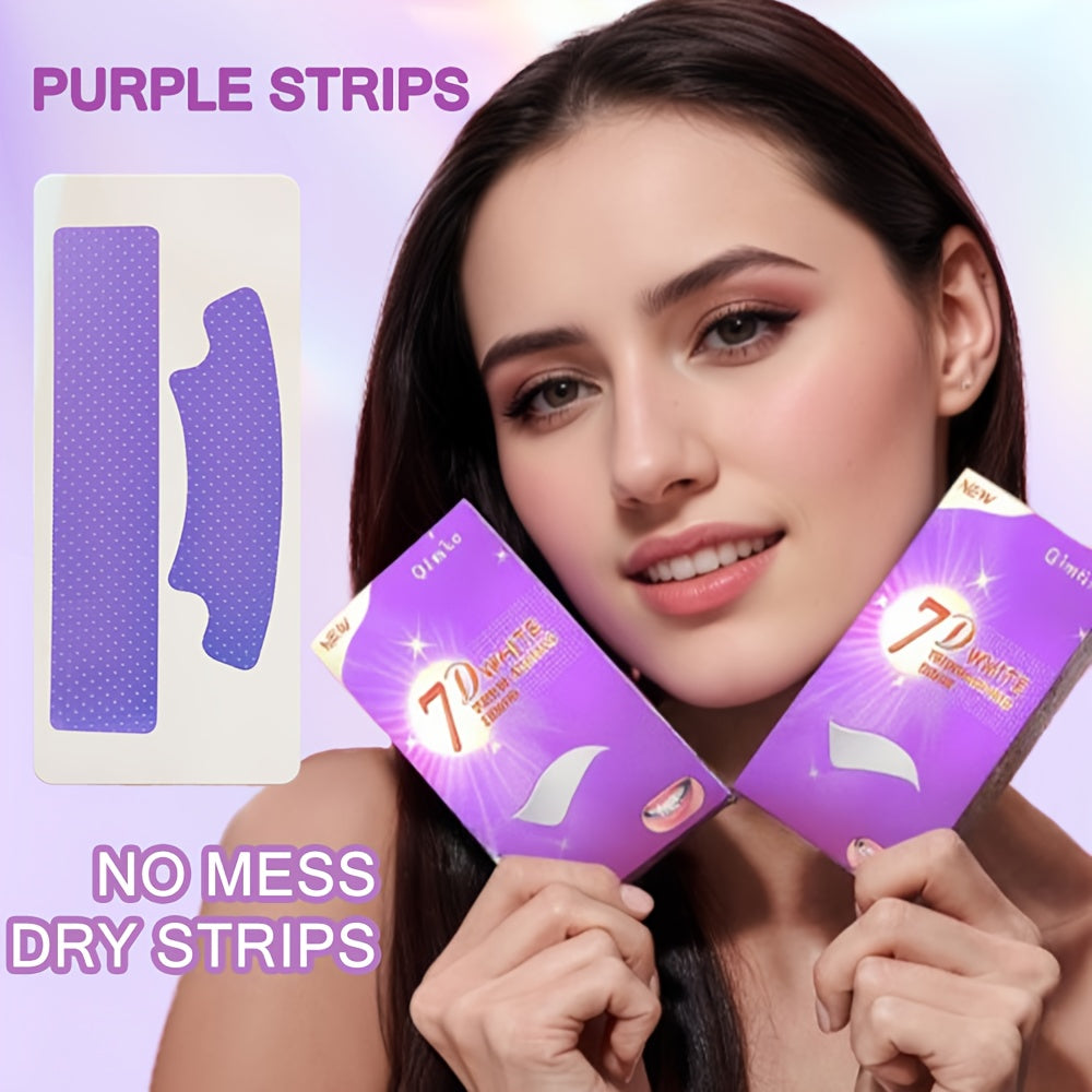 28pcs/14pairs 7D Purple Teeth Strips - Paraben-Free, Daily & Travel Use, Patches for Natural White Light Beige, Easy Apply &, Daily Teeth Care, Sleek Packaging, Parabenfree Material