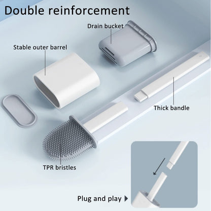 Silicone Toilet Brush with Wall-Mounted Storage Box - Flat Head Design, Suitable for Bathroom and Kitchen Cleaning, Durable Black Silicone Material, Easy to Hang Organizer